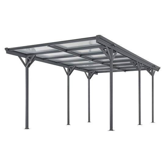 Carport JUSKYS toit plat 5x3m en aluminium gris anthracite