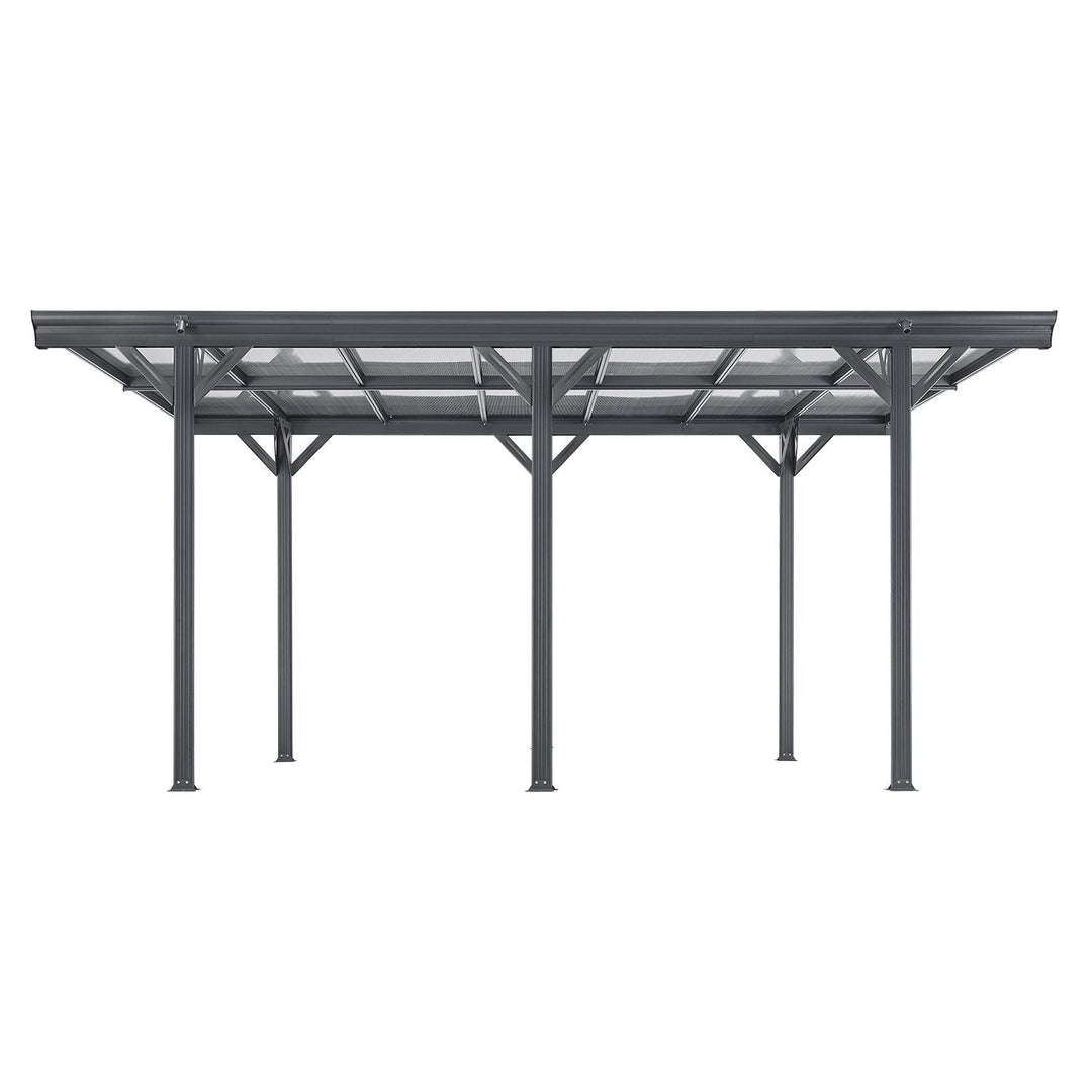 Carport JUSKYS toit plat 5x3m en aluminium gris anthracite