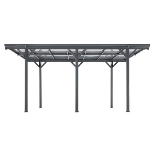 Carport JUSKYS toit plat 5x3m en aluminium gris anthracite