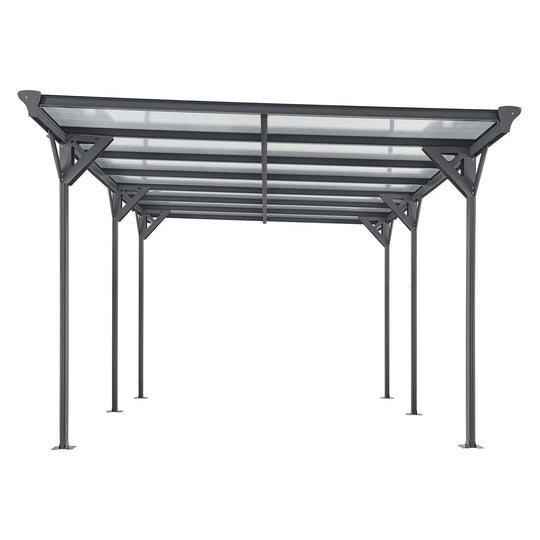 Carport JUSKYS toit plat 5x3m en aluminium gris anthracite