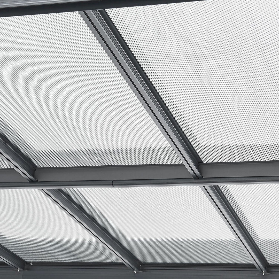 Carport JUSKYS toit plat 5x3m en aluminium gris anthracite