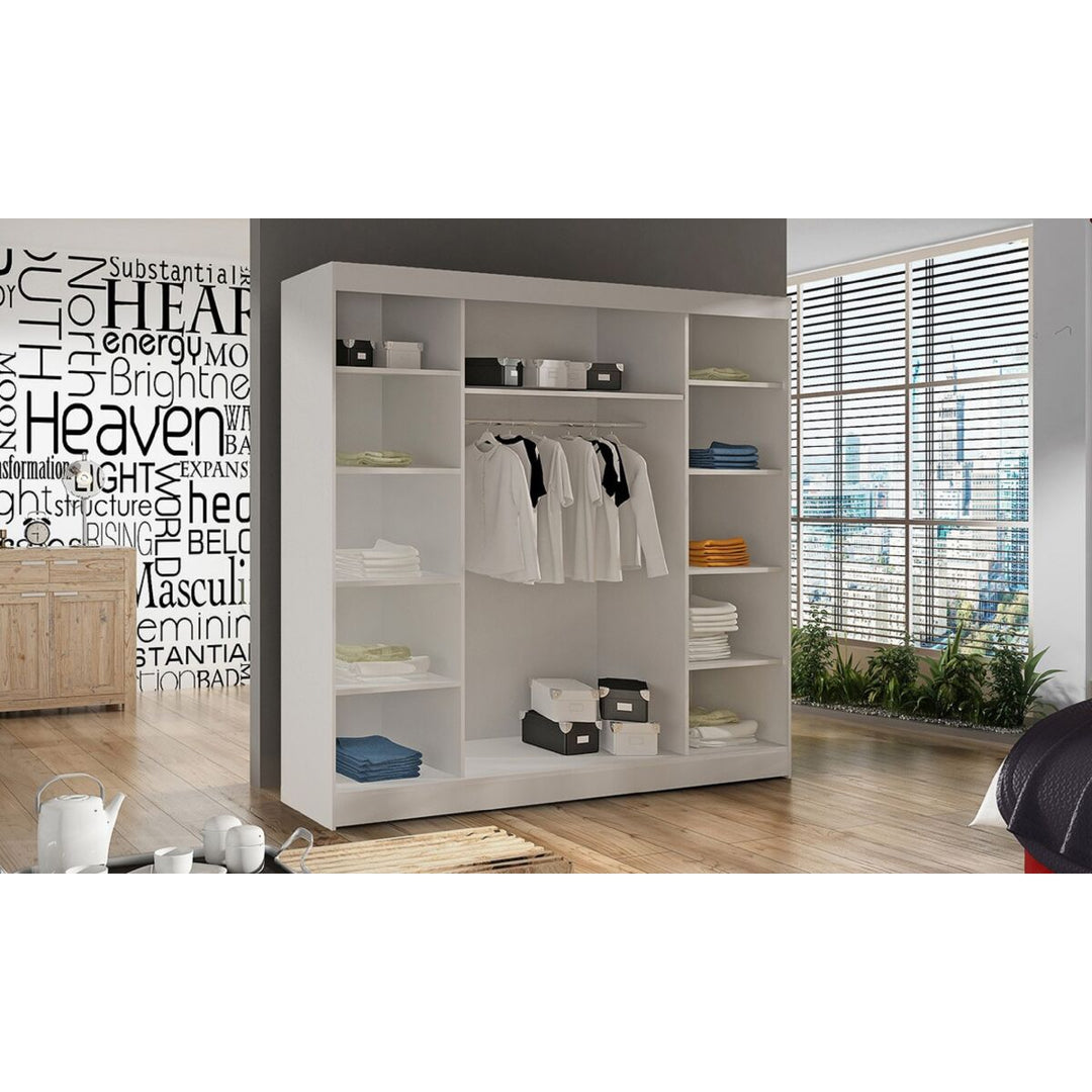 Armoire LES TENDANCES Dalia 200 cm 2 portes miroir blanc