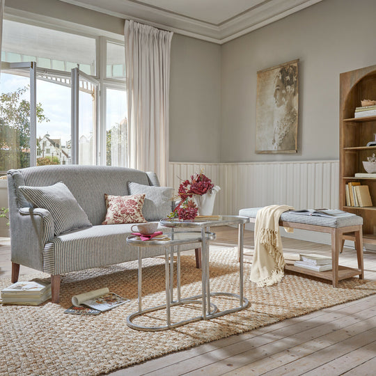 Banc LOBERON Stormhavn en chêne blanchi et lin