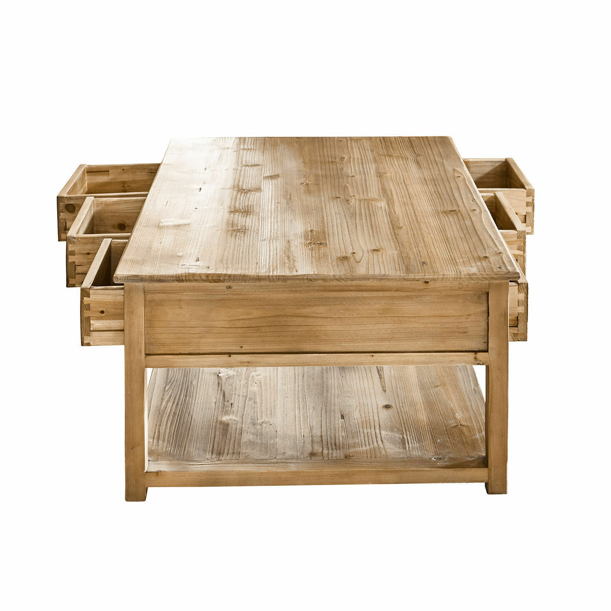 Table basse LOBERON Etienne sapin revalorisé 6 tiroirs