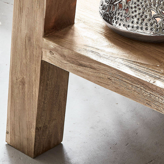 Meuble double vasque LEBERON teck et pierre naturelle