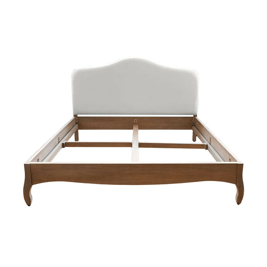 Lit double 180x200cm LOBERON Seraluna en bois de manguier et lin