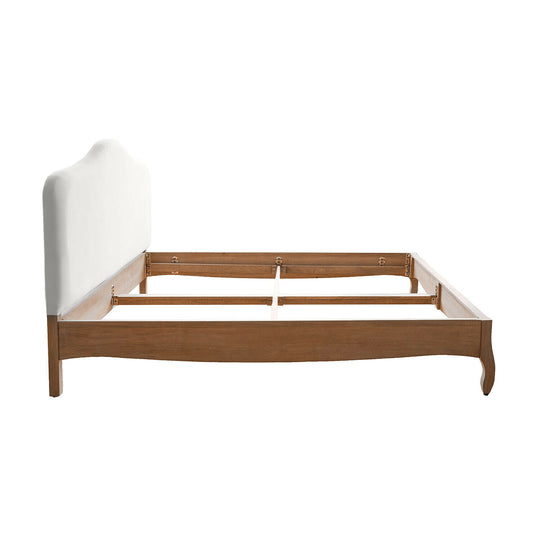 Lit double 180x200cm LOBERON Seraluna en bois de manguier et lin