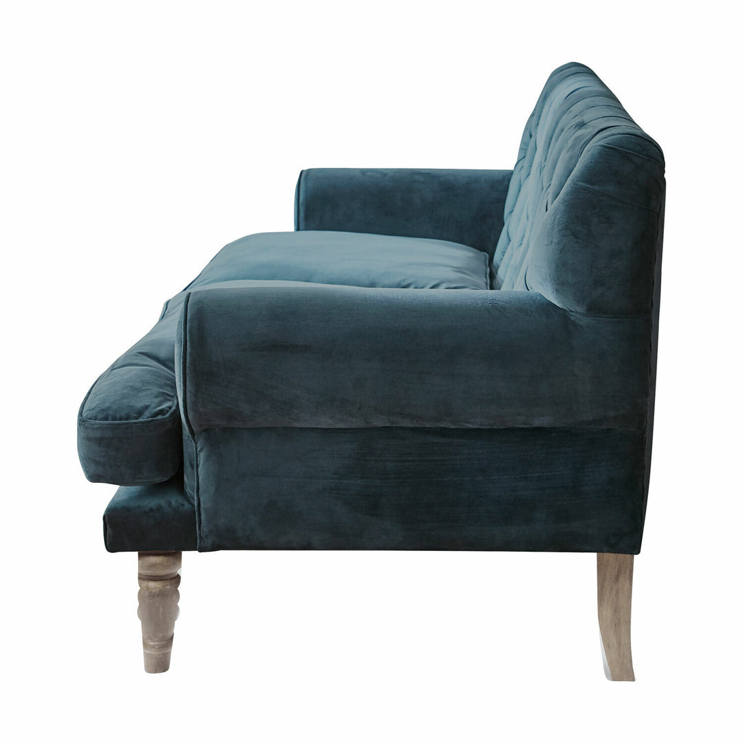 Canapé chesterfield LOBERON Carme velours bleu 2 places