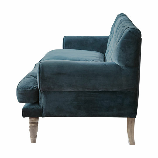Canapé chesterfield LOBERON Carme velours bleu 2 places