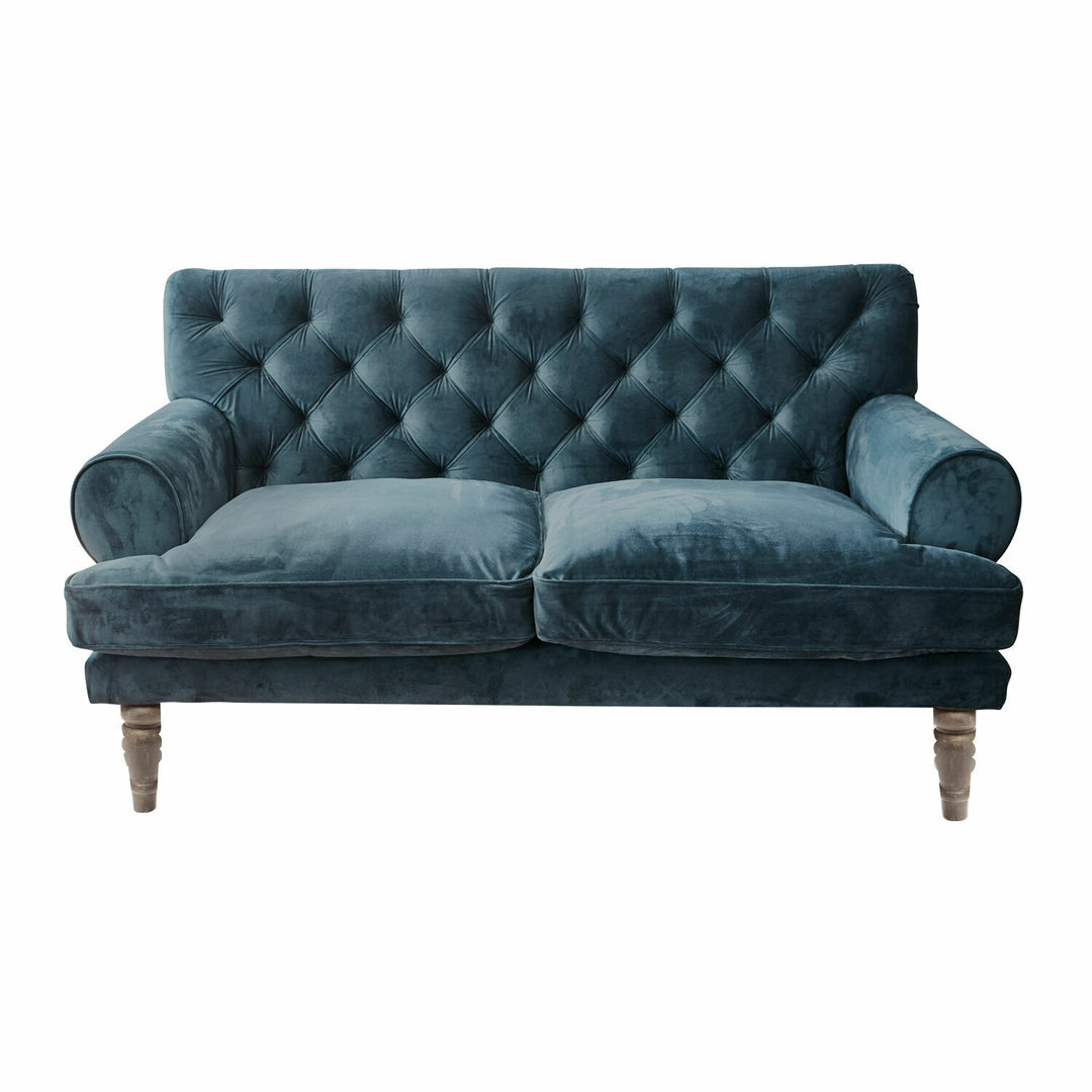 Canapé chesterfield LOBERON Carme velours bleu 2 places