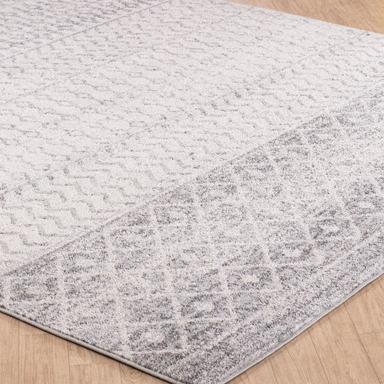Tapis Scandinave Bohème Gris/Blanc Nice