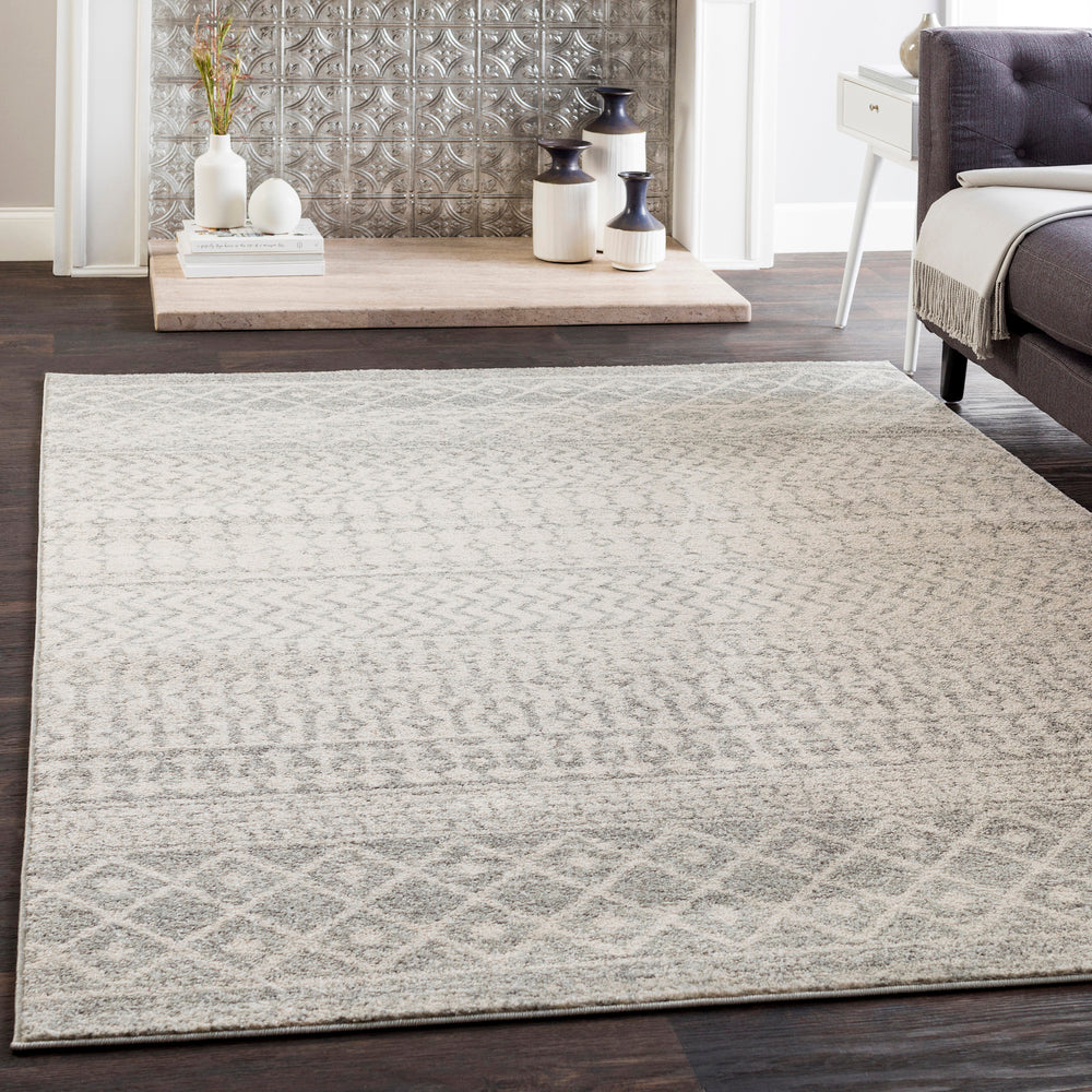 Tapis SURYA Mila scandinave, motif géométrique fin gris clair sur fond blanc, vue 8