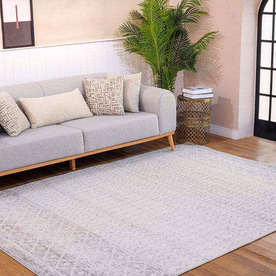 Tapis Scandinave Bohème Gris/Blanc Nice