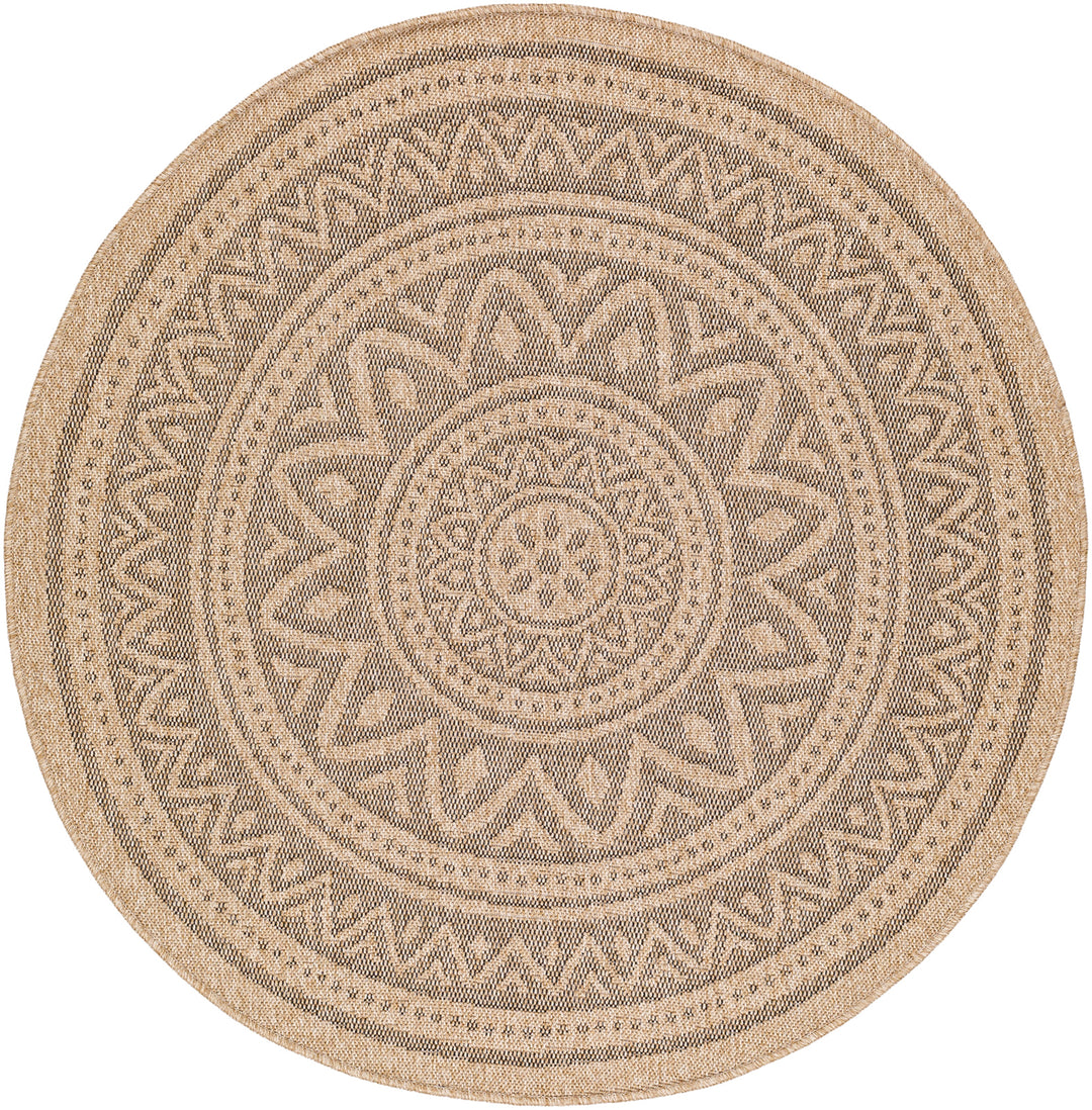 Tapis Rond Extérieur/Intérieur Aspect Jute Beige/Noir Lee