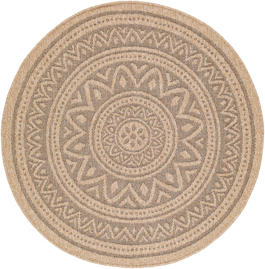 Tapis Rond Extérieur/Intérieur Aspect Jute Beige/Noir Lee