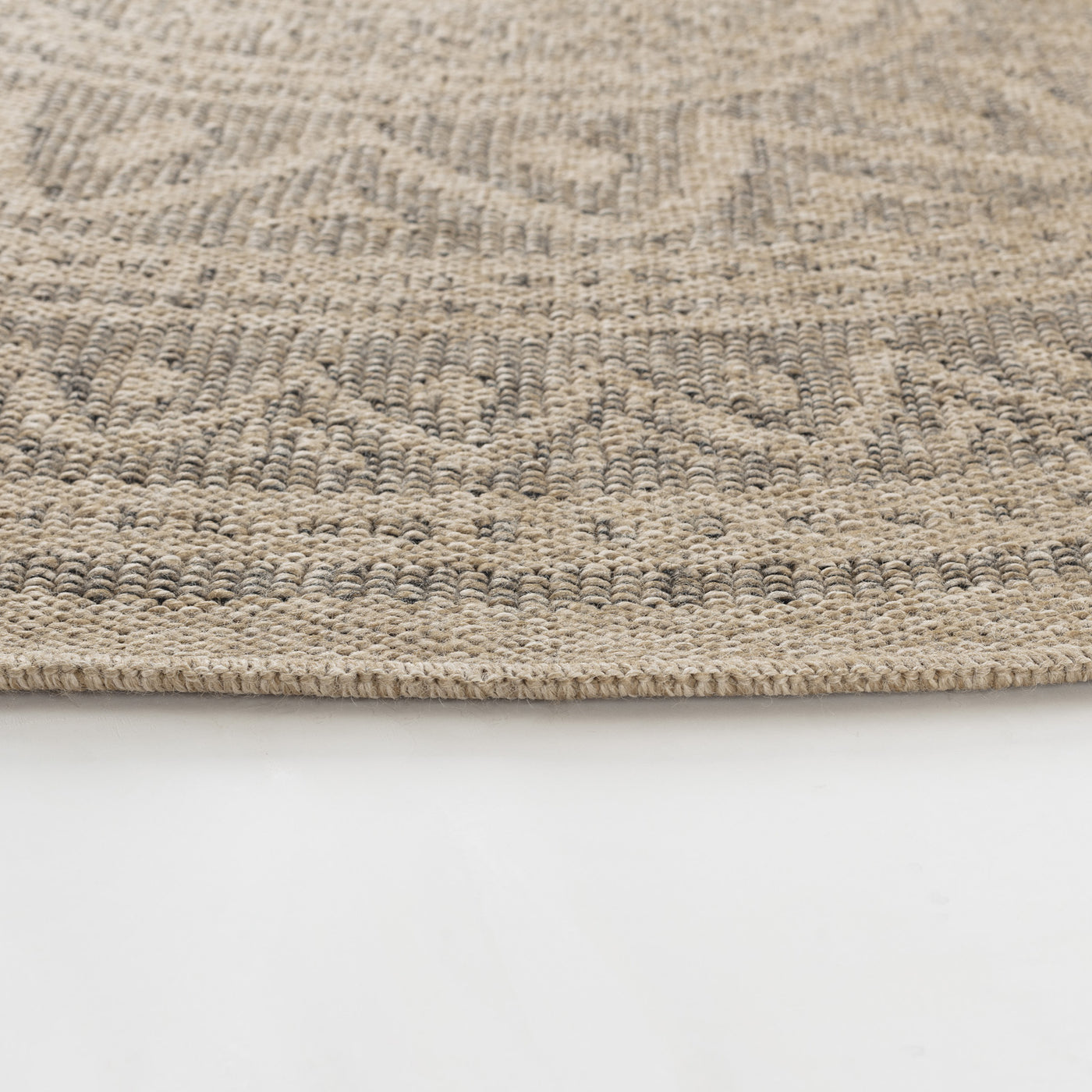 Tapis Rond Extérieur/Intérieur Aspect Jute Beige/Noir Lee