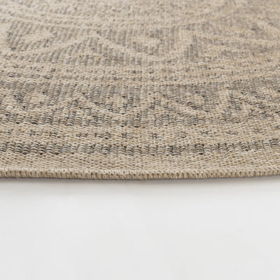 Tapis Rond Extérieur/Intérieur Aspect Jute Beige/Noir Lee