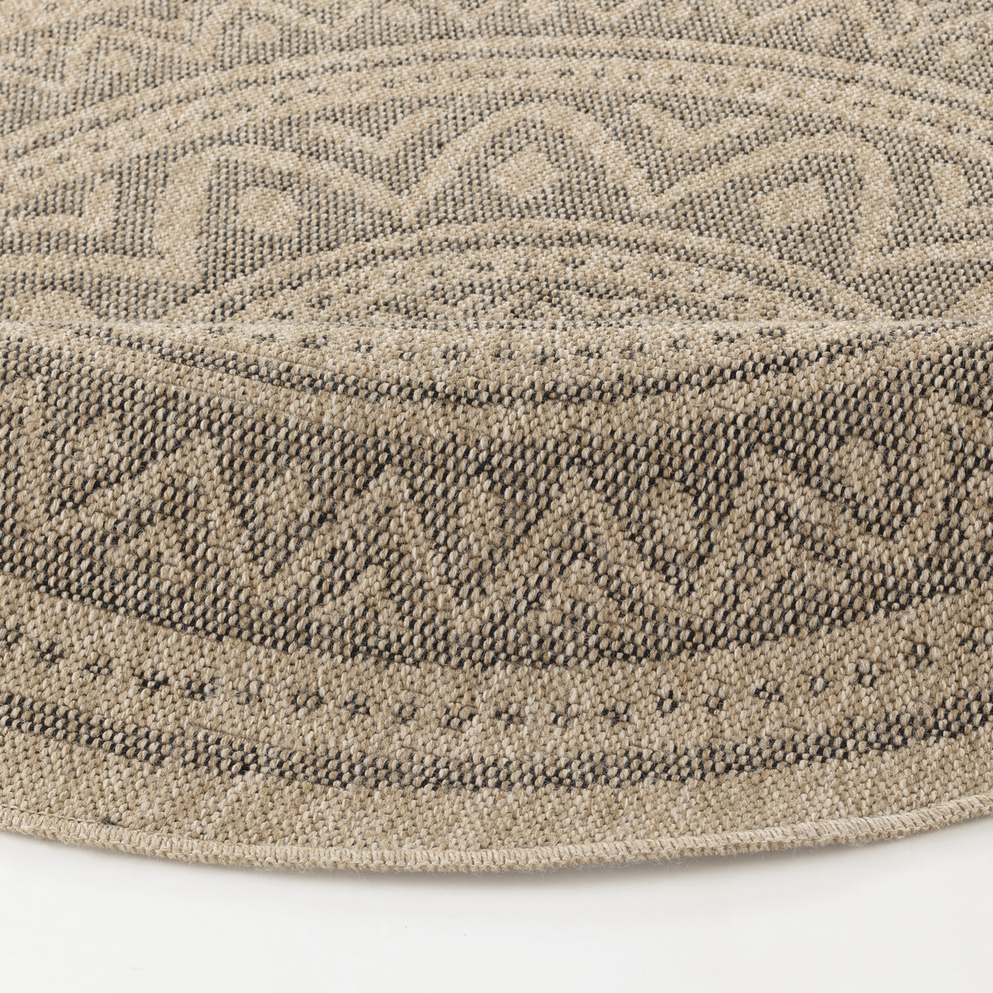 Tapis Rond Extérieur/Intérieur Aspect Jute Beige/Noir Lee