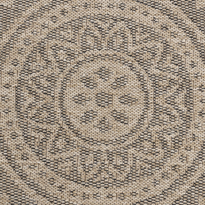 Tapis Rond Extérieur/Intérieur Aspect Jute Beige/Noir Lee