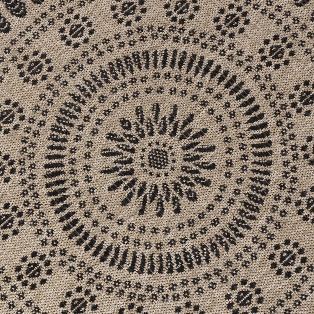 Tapis Rond Extérieur/Intérieur Aspect Jute Beige/Noir Ila