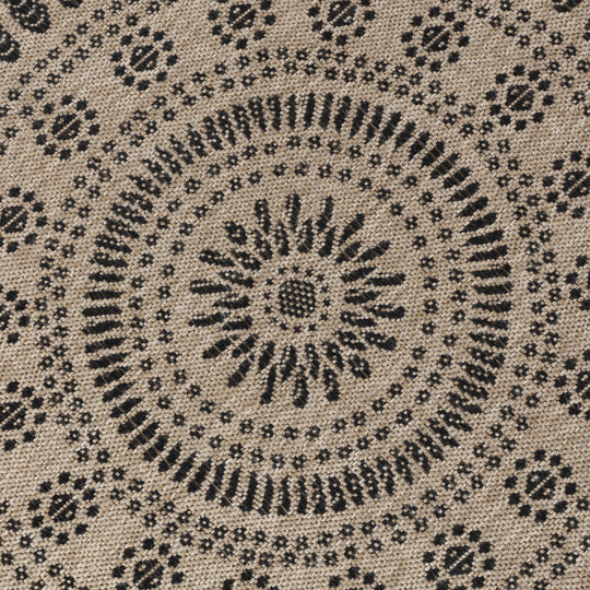 Tapis Rond Extérieur/Intérieur Aspect Jute Beige/Noir Ila
