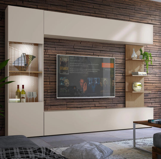 Ensemble de salon MOBILIER 1 Comfivo 210 (Cachemire + Chêne)