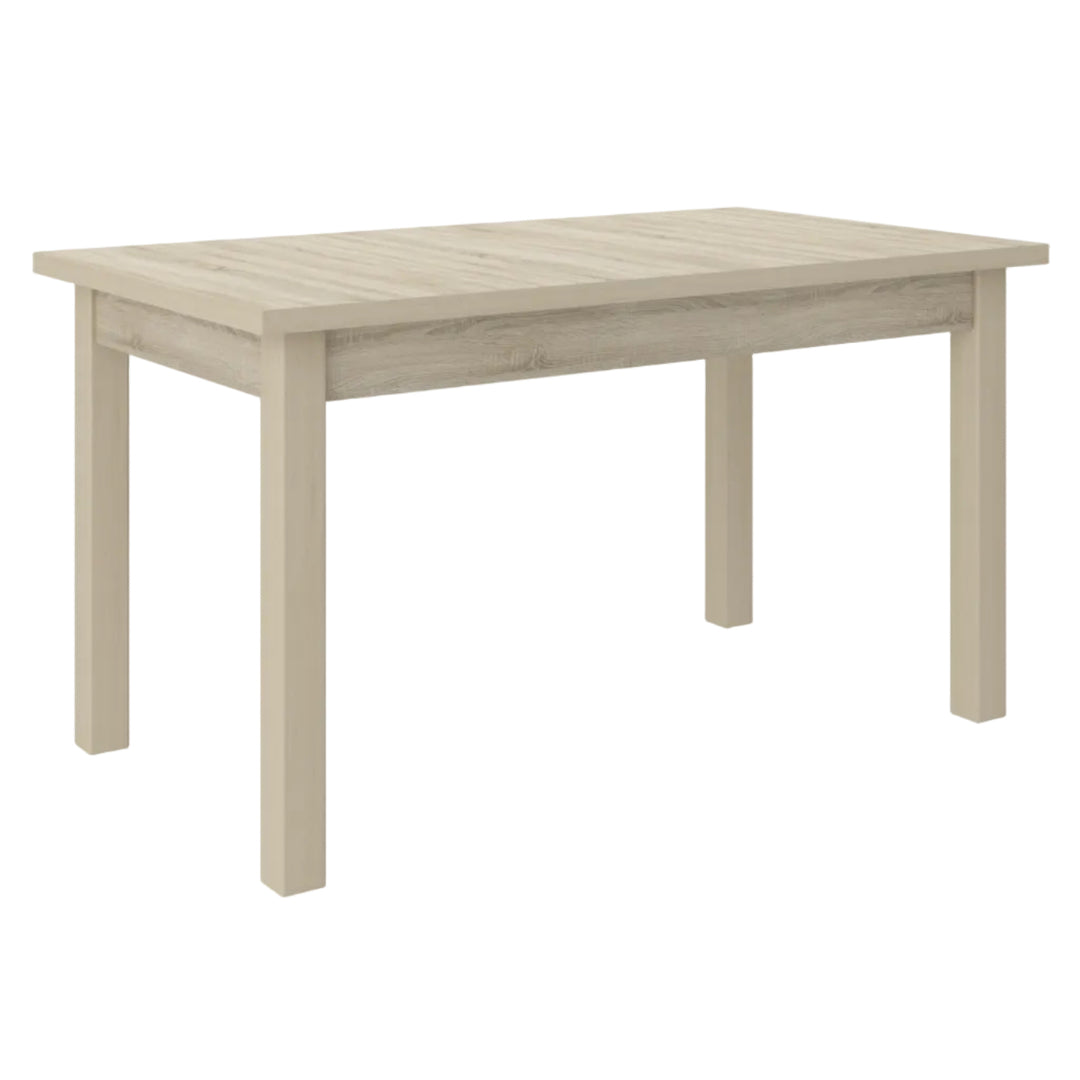 Ensemble table extensible 140/180 cm et 6 chaises LES TENDANCES Louiza en bois clair de sonoma et tissu Noir