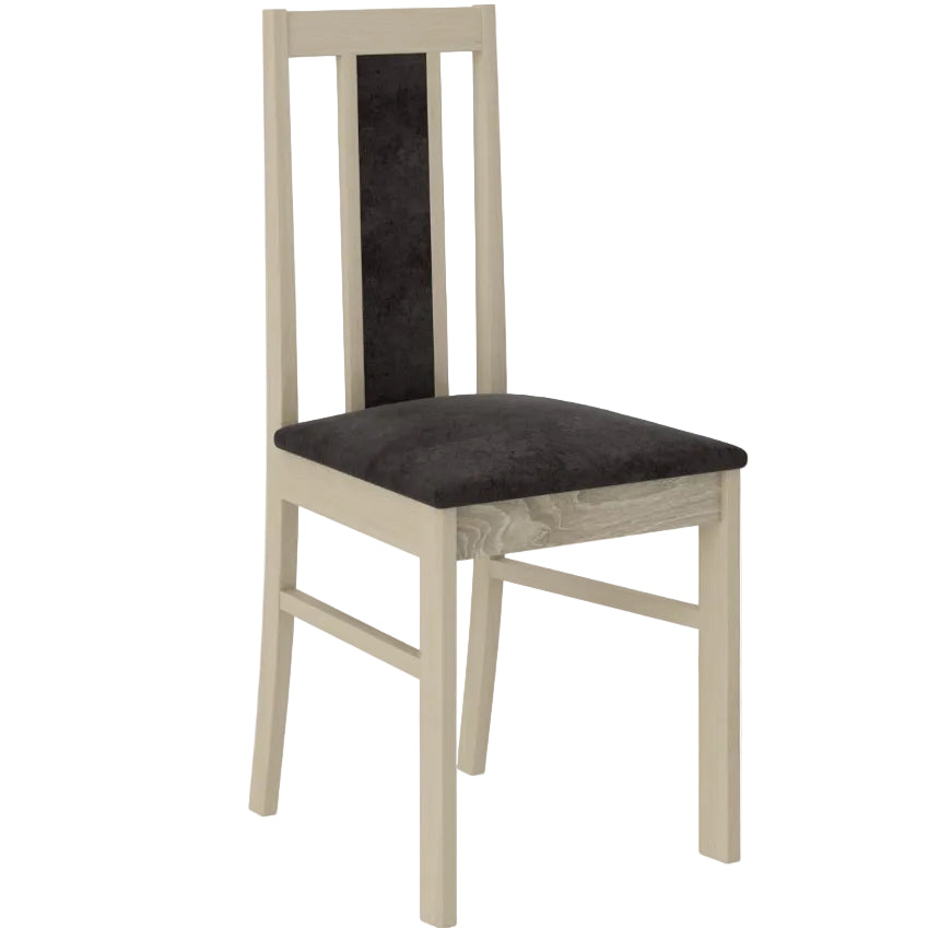 Ensemble table extensible 140/180 cm et 6 chaises LES TENDANCES Louiza en bois clair de sonoma et tissu Noir