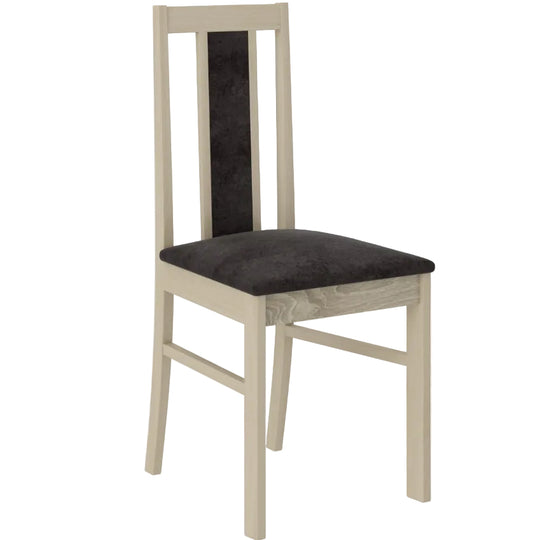 Ensemble table extensible 140/180 cm et 6 chaises LES TENDANCES Louiza en bois clair de sonoma et tissu Noir