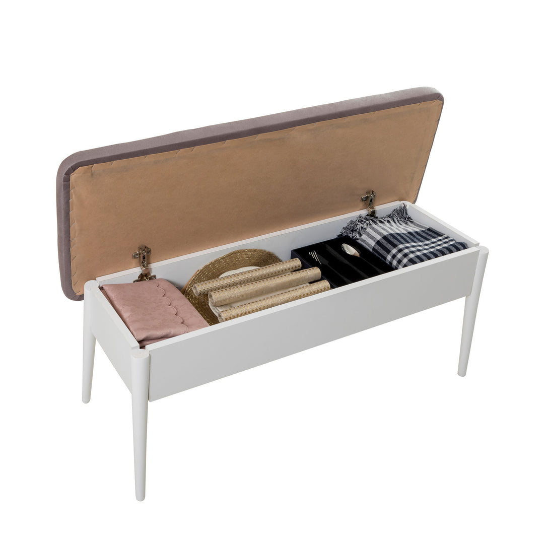 Ensemble de salle à manger LES TENDANCES Mariva avec table extensible, 2 chaises et 2 bancs en tissus Gris