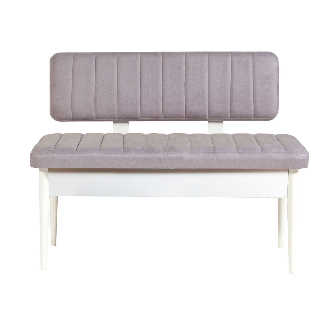 Ensemble de salle à manger LES TENDANCES Mariva avec table extensible, 2 chaises et 2 bancs en tissus Gris