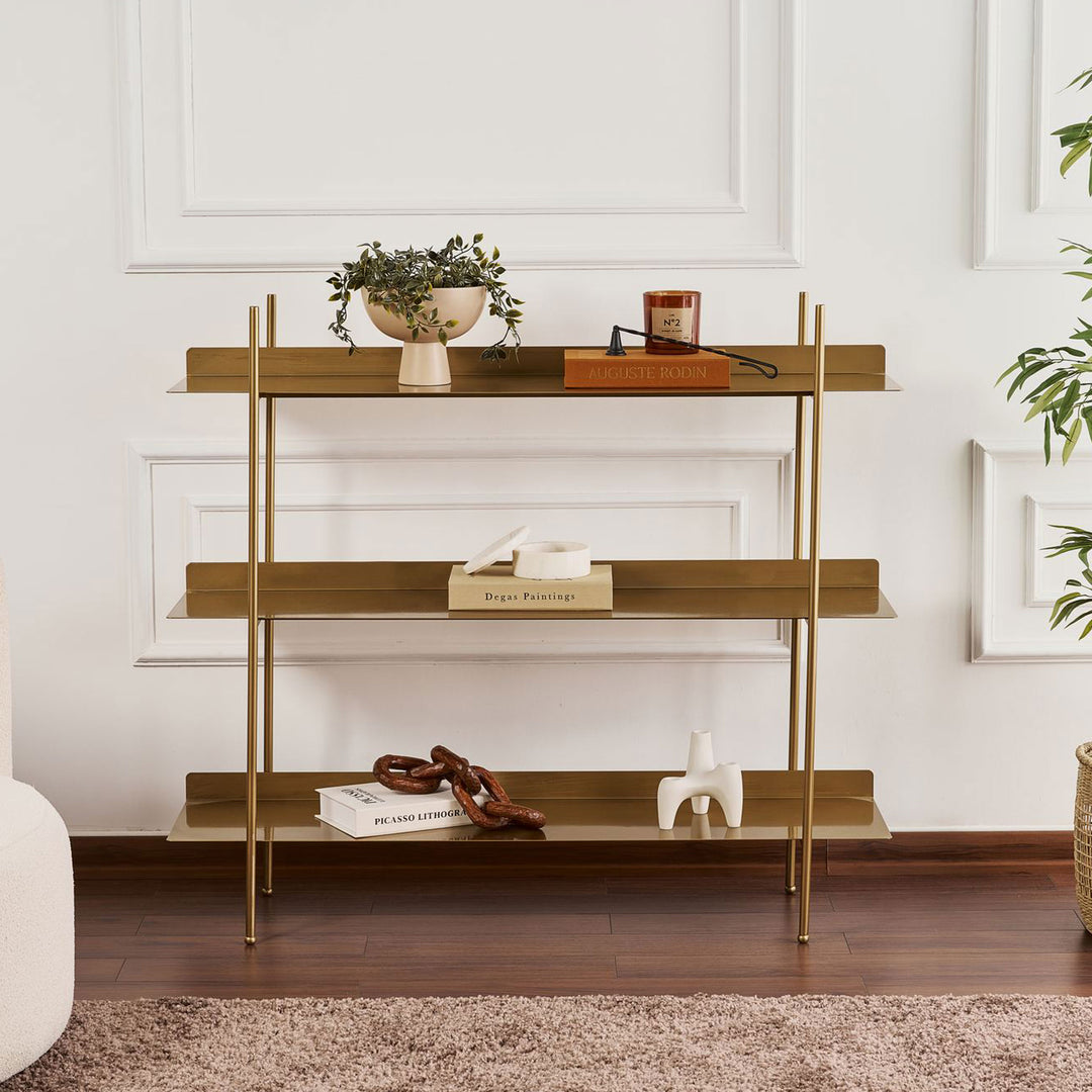 Etagère DRAWER Luno en métal L120cm laiton
