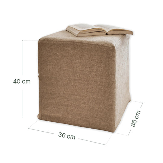Petit pouf KIPLI Palm en lin écru