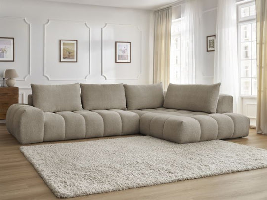 Canapé d'angle BOBOCHIC EVEREST Tissu Chiné Taupe — photo produit