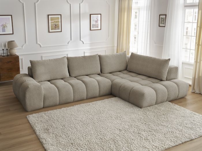Canapé d'angle BOBOCHIC EVEREST Tissu Chiné Taupe — photo produit
