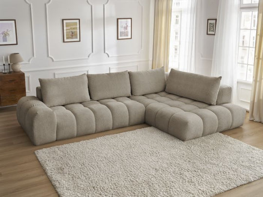 Canapé d'angle BOBOCHIC EVEREST Tissu Chiné Taupe — photo produit