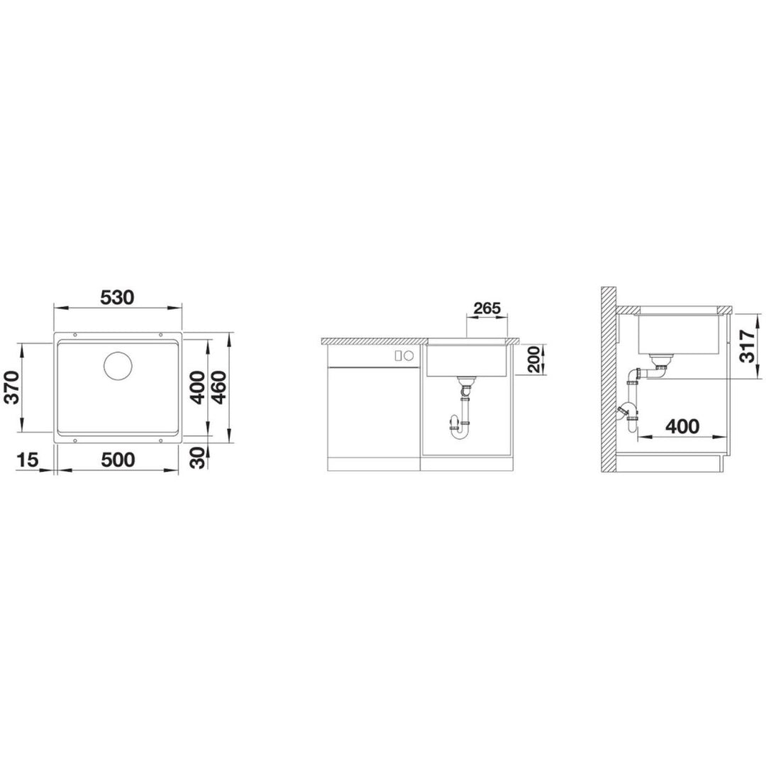 Evier BLANCO Etagon 500-U en granit anthracite 53x46 cm