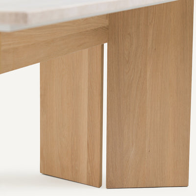 Table travertin chêne massif blanchi, Mindo AM.PM