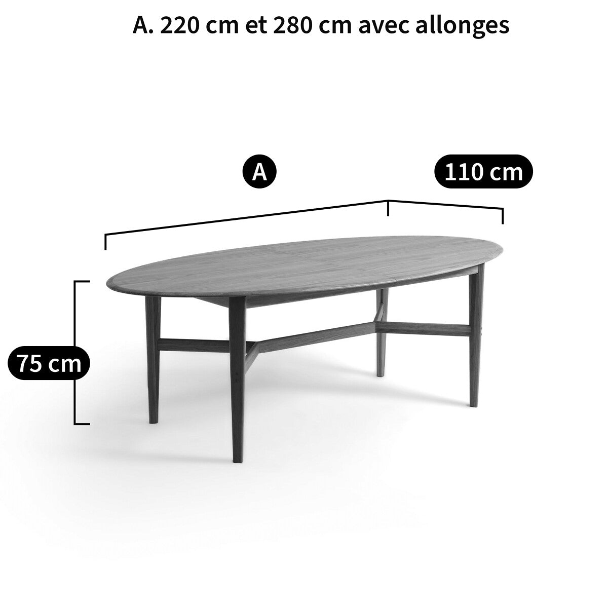 Table à allonges chêne massif et plaqué, Tadame AM.PM