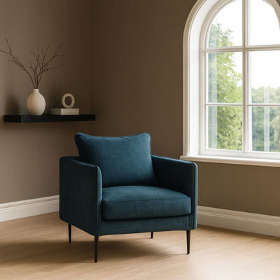 Fauteuil CAMIF Olympe en velours Bleu Marine