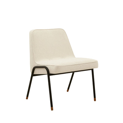 Fauteuil Club 366 Métal en tissu Boucle Creme