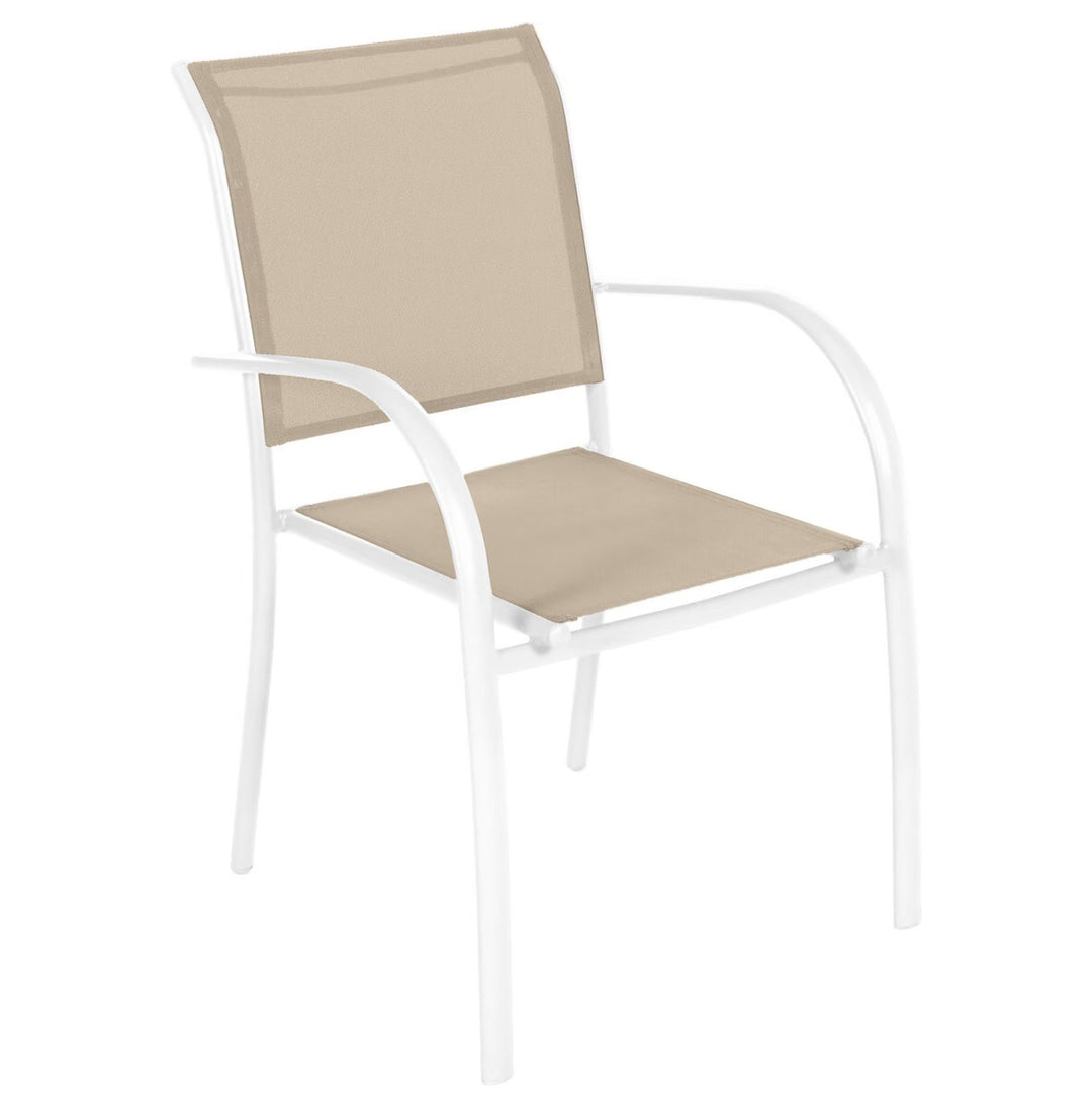 Lot de 6 Fauteuils de jardin empilables HESPERIDE Piazza Lin & Blanc