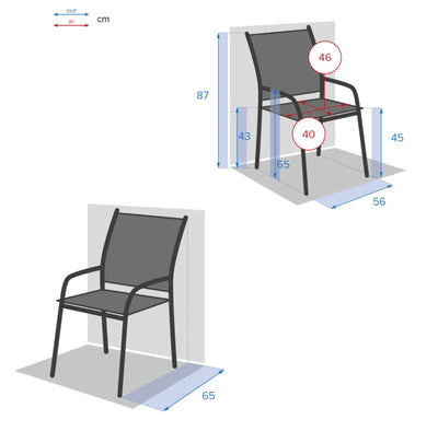Lot de 6 Fauteuils de jardin empilables HESPERIDE Piazza Lin & Blanc