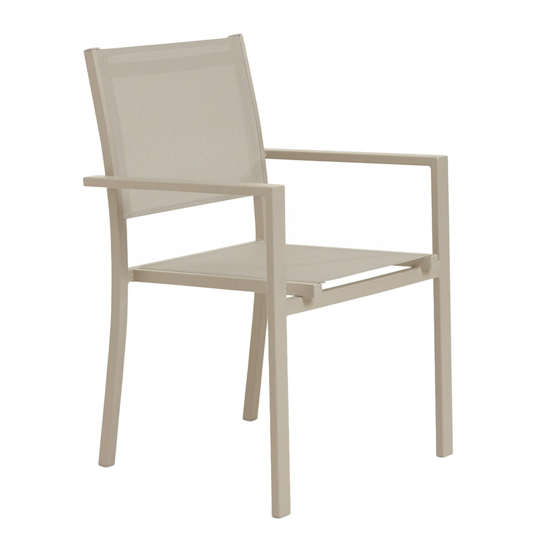 Lot de 4 fauteuils de jardin Oviala en aluminium crem et textilène avec accoudoirs