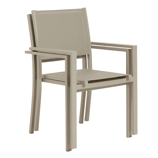 Lot de 4 fauteuils de jardin Oviala en aluminium crem et textilène avec accoudoirs