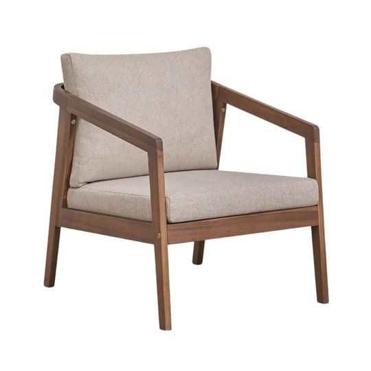 Fauteuil de jardin SKLUM Kaela en bois d'acacia brun foncé et tissu brun noisette
