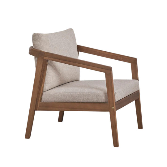 Fauteuil de jardin SKLUM Kaela en bois d'acacia brun foncé et tissu brun noisette