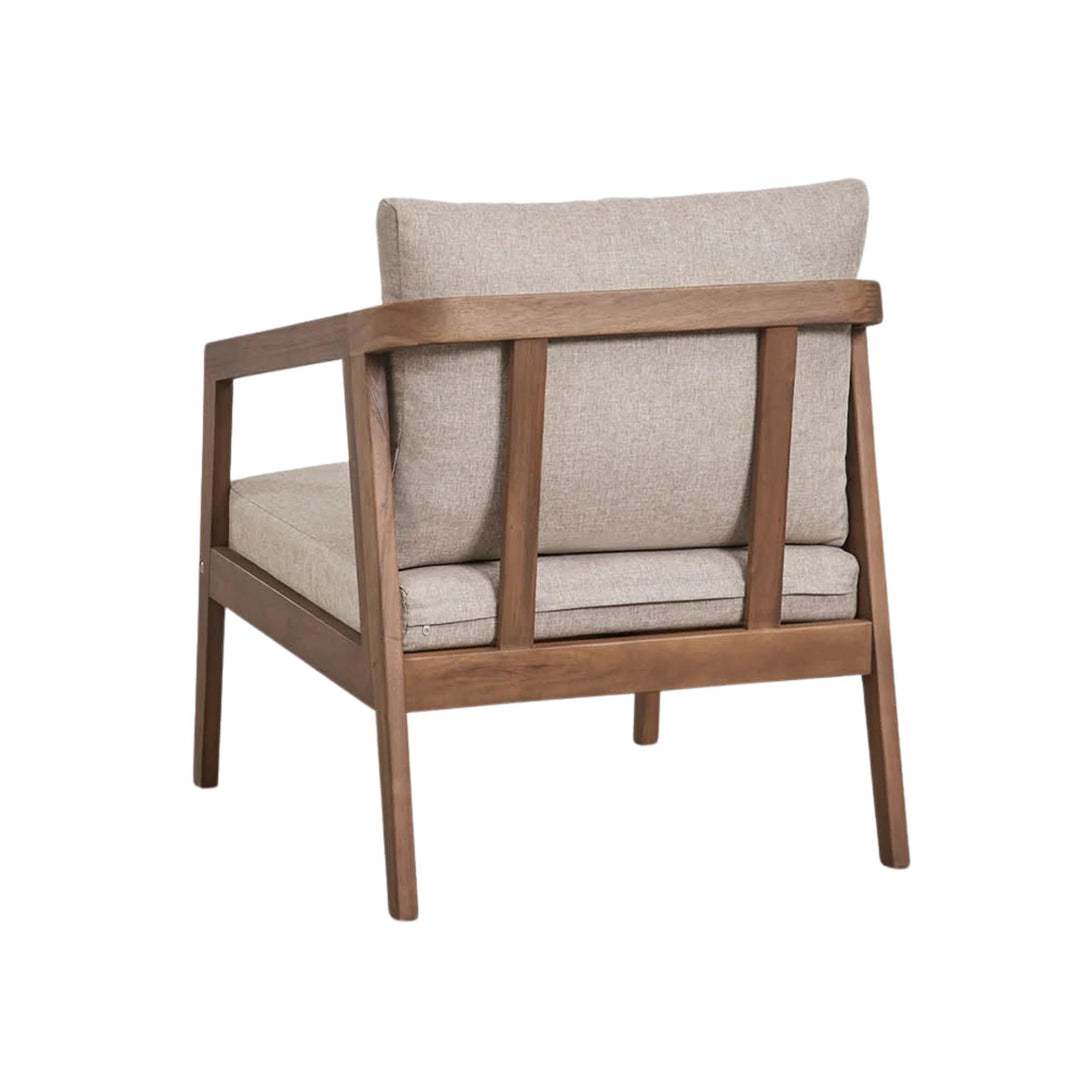 Fauteuil de jardin SKLUM Kaela en bois d'acacia brun foncé et tissu brun noisette