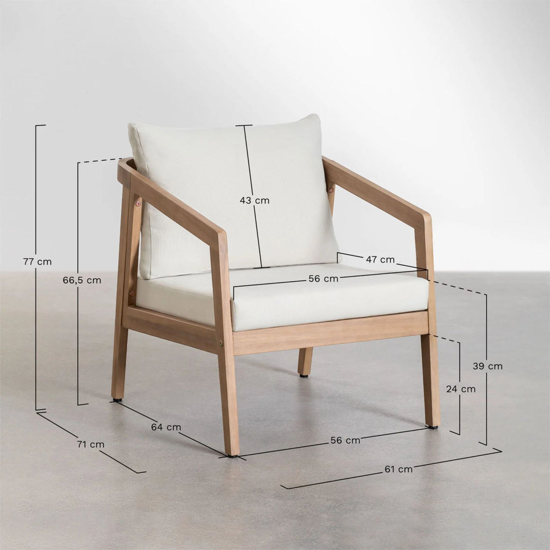Fauteuil de jardin SKLUM Kaela en bois d'acacia brun foncé et tissu brun noisette
