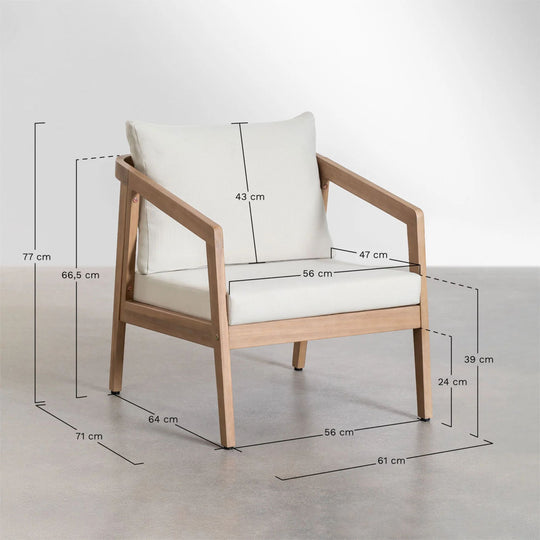 Fauteuil de jardin SKLUM Kaela en bois d'acacia brun foncé et tissu brun noisette